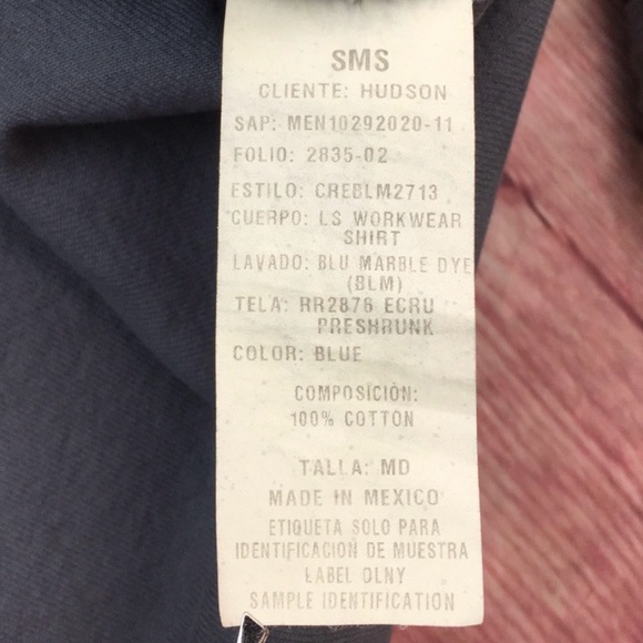 Hudson Long Sleeve Work Wear Shirt in Blu Marble Size Medium Men’s - Picture 10 of 10